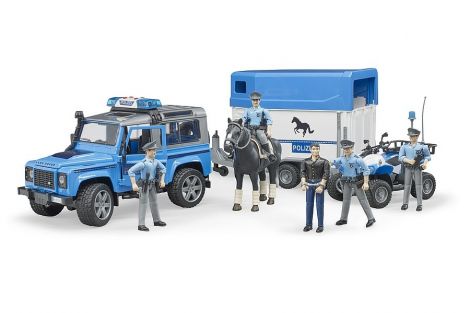 Policja z przyczepą dla konia figurki
