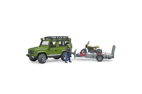 Land Rover z Przyczepą, Motocyklem i Figurką
