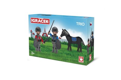 Igracek Trio dwóch rycerzy i czarny koń
