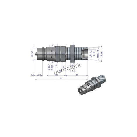 Szybkozłącze hydrauliczne wtyczka long M22x1,5 gwint zewnętrzny EURO