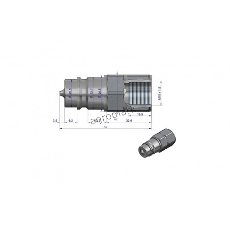 Szybkozłącze hydrauliczne wtyczka M18x1,5 gwint wewnętrzny EURO