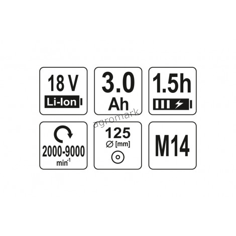 Szlifierka kąt. bezszcz .125mm 18V 3Ah