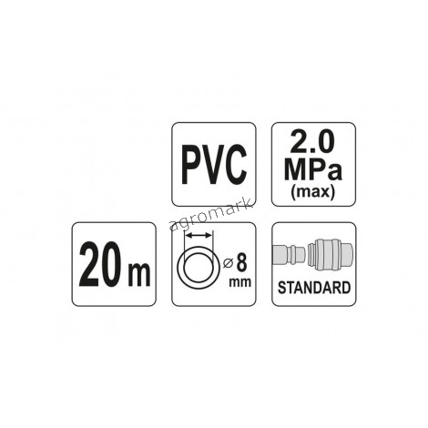 Wąż pneumatyczny PCV z szybkozłączem 8mmx20m