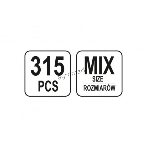 Kołki sprężyste 315szt MIX