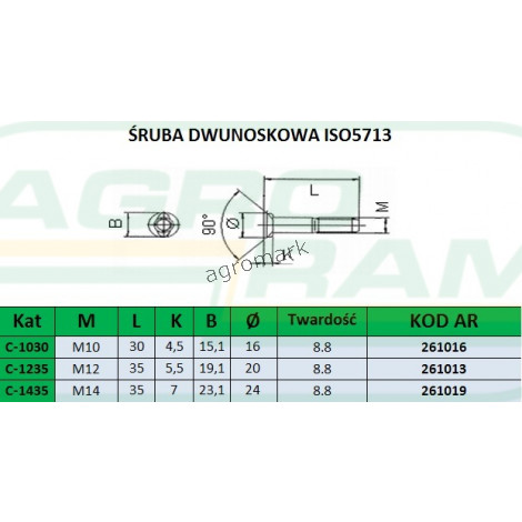 ŚRUBA Z NAKRĘTKĄ M12X35 10.9 (DWUNOSKOWA) PREMIUM