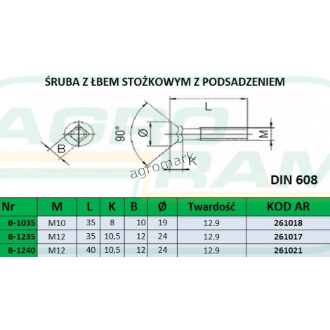 ŚRUBA Z NAKRĘTKĄ M12X35 10.9 (Z PODSADZENIEM) PREMIUM