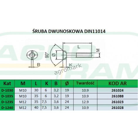 ŚRUBA Z NAKRĘTKĄ M12X35 12.9 (DWUNOSKOWA) PREMIUM