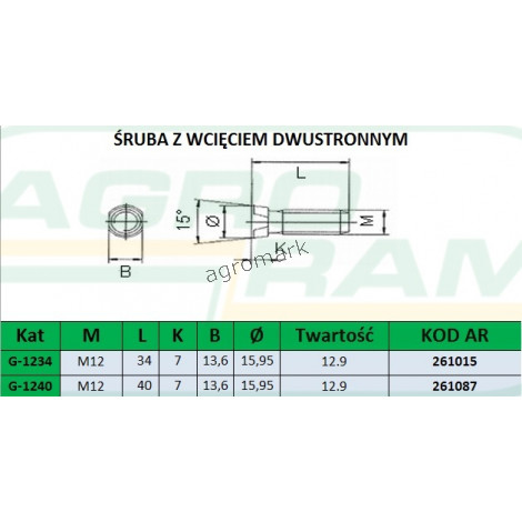 ŚRUBA Z NAKRĘTKĄ M12X38 12.9 (Z WCIĘCIEM DWUSTRONNYM) PREMIUM