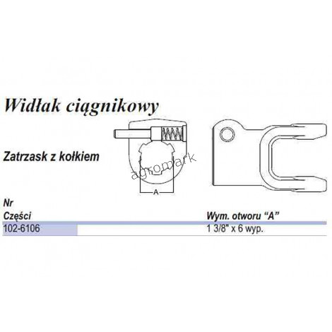 Widłak, B01, bolec QD 1 3/8 Z=6