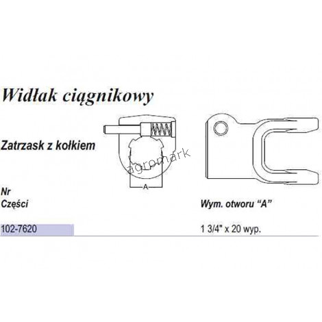 Widłak z kołkiem AW35 1 3/4x 20spl