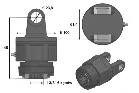 Sprzęgło SPJ prawe 1 3/8 z-6 23,8x61,7