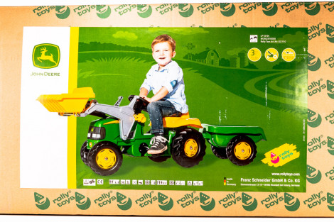 Zabawka traktor Rolly Kid JOHN DEERE z Ładowaczem i Przyczepą