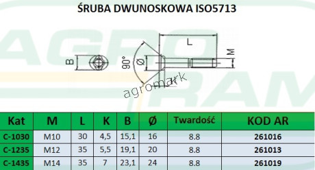 ŚRUBA Z NAKRĘTKĄ M12X35 10.9 (DWUNOSKOWA) PREMIUM
