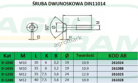 ŚRUBA Z NAKRĘTKĄ M12X35 12.9 (DWUNOSKOWA) PREMIUM