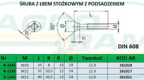 ŚRUBA Z NAKRĘTKĄ M12X35 10.9 (Z PODSADZENIEM) PREMIUM