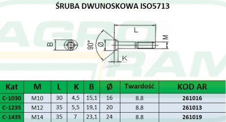 ŚRUBA Z NAKRĘTKĄ M12X35 10.9 (DWUNOSKOWA) PREMIUM